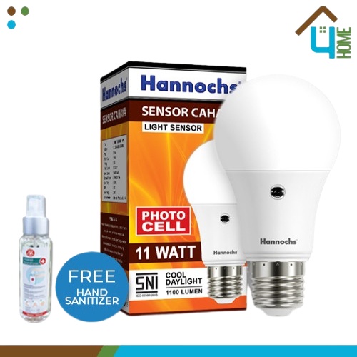 Lampu LED hannoch dengan light sensor cahaya watt 6,9,11- Cahaya putih
