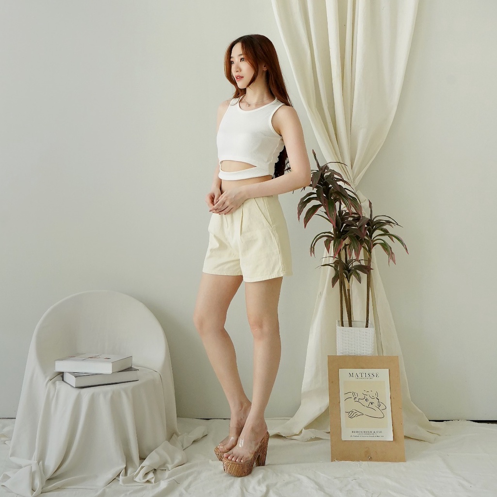 Korean Basic Crop Tank Top Wanita Baju Knit Basic Top 167