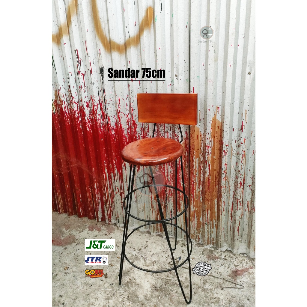 Kursi Cafe Sandar 75cm 50cm KURSI BESI KAFE RESTO BANGKU BAR KAYU BULAT COFFE SHOP