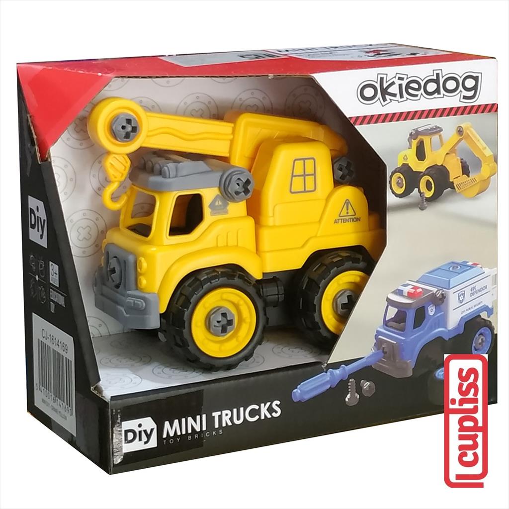 Okiedog Diy Mini Trucks Crane  Yellow Mainan Bongkar Pasang Anak