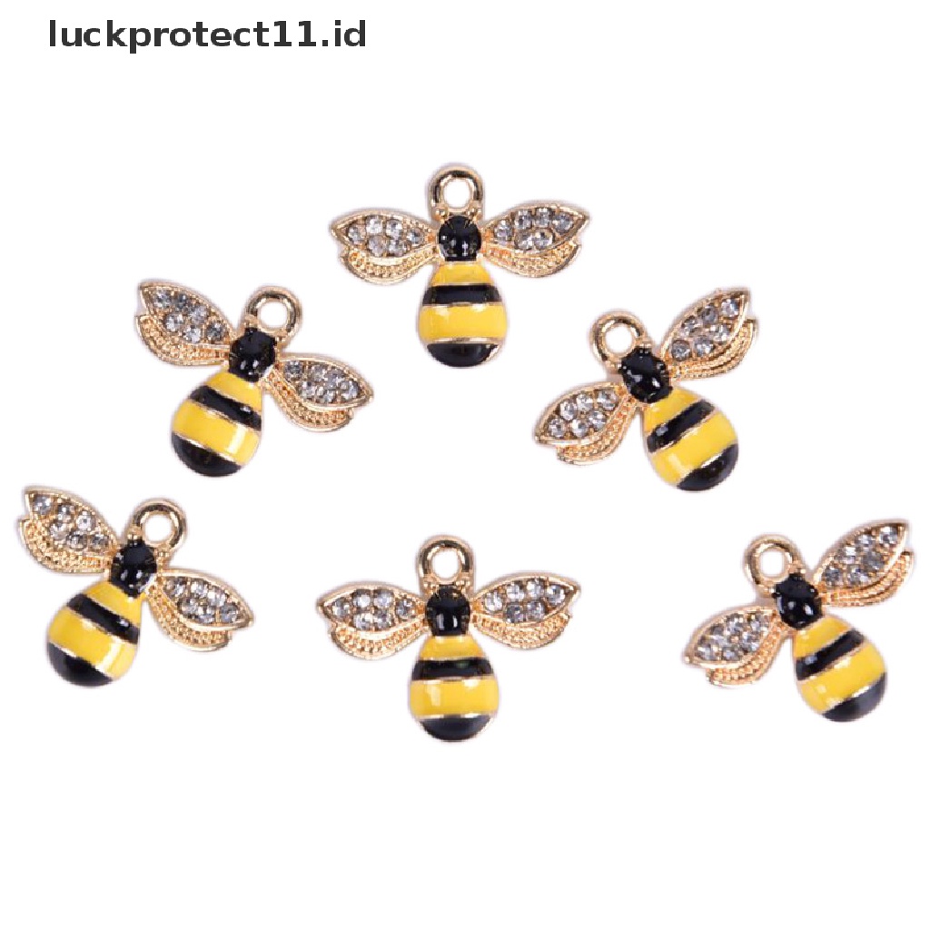 10pcs / Set Liontin Enamel Kristal Honeybee Ch Untuk Membuat Perhiasan