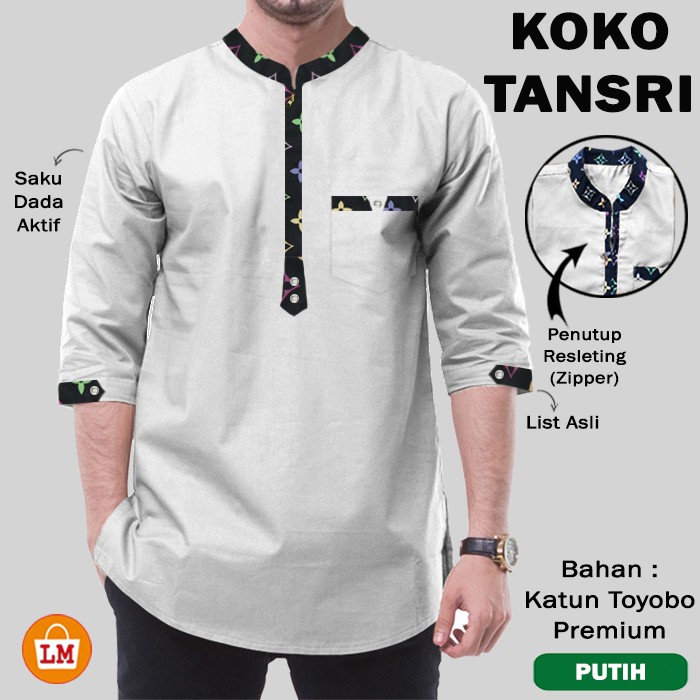 KOKO TANSRI Baju Pria Muslim Bahan Katun Toyobo Lengan 3/4 JUMBO Size M-2XL LMS 29757