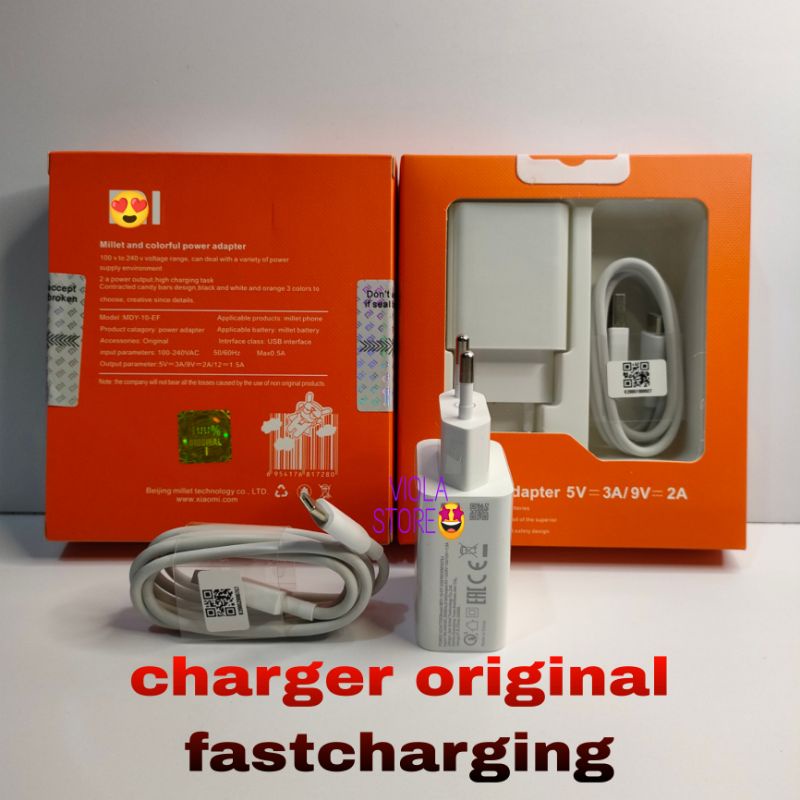 charger Xiaomi original 100% tipe c dan micro USB fastcharging