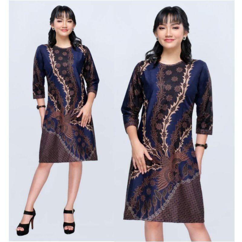 Dress Batik Modern Jumbo 4L-5L Tunik Batik Big Size XXL XXXL Seragam KSR-Br