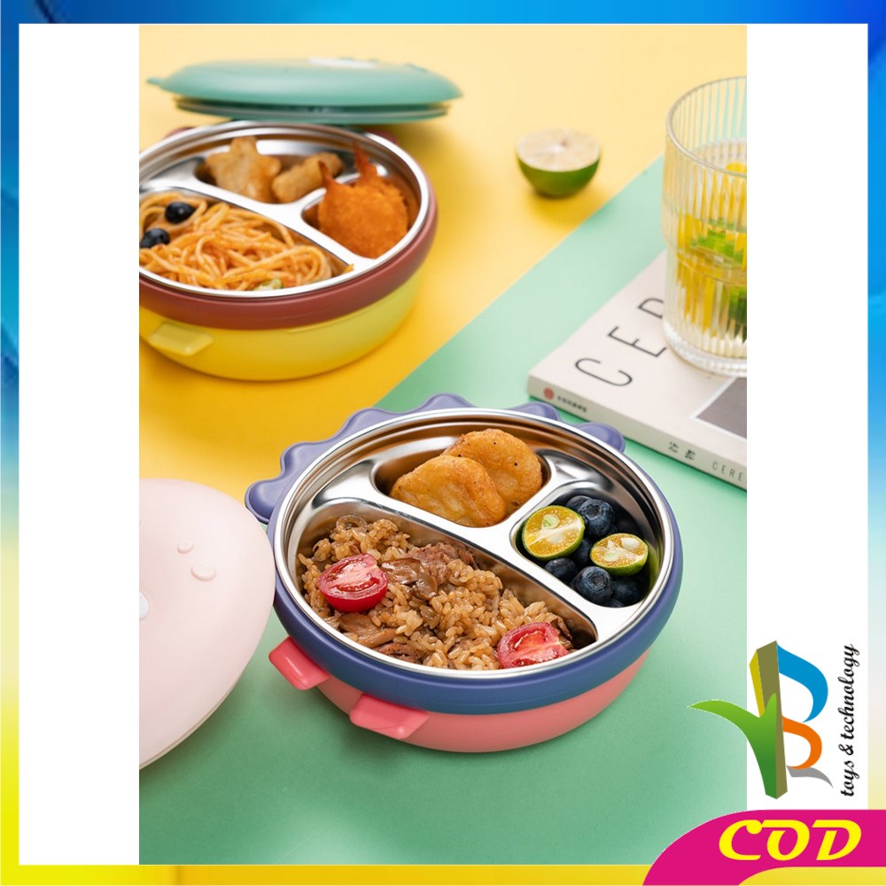 RB-C354 Kotak Bekal Anak Stainless Karakter DINO Set / Lunch Box Anak / Tempat Makan Anak Lucu / Tepak Makan Anak Karakter BPA FREE