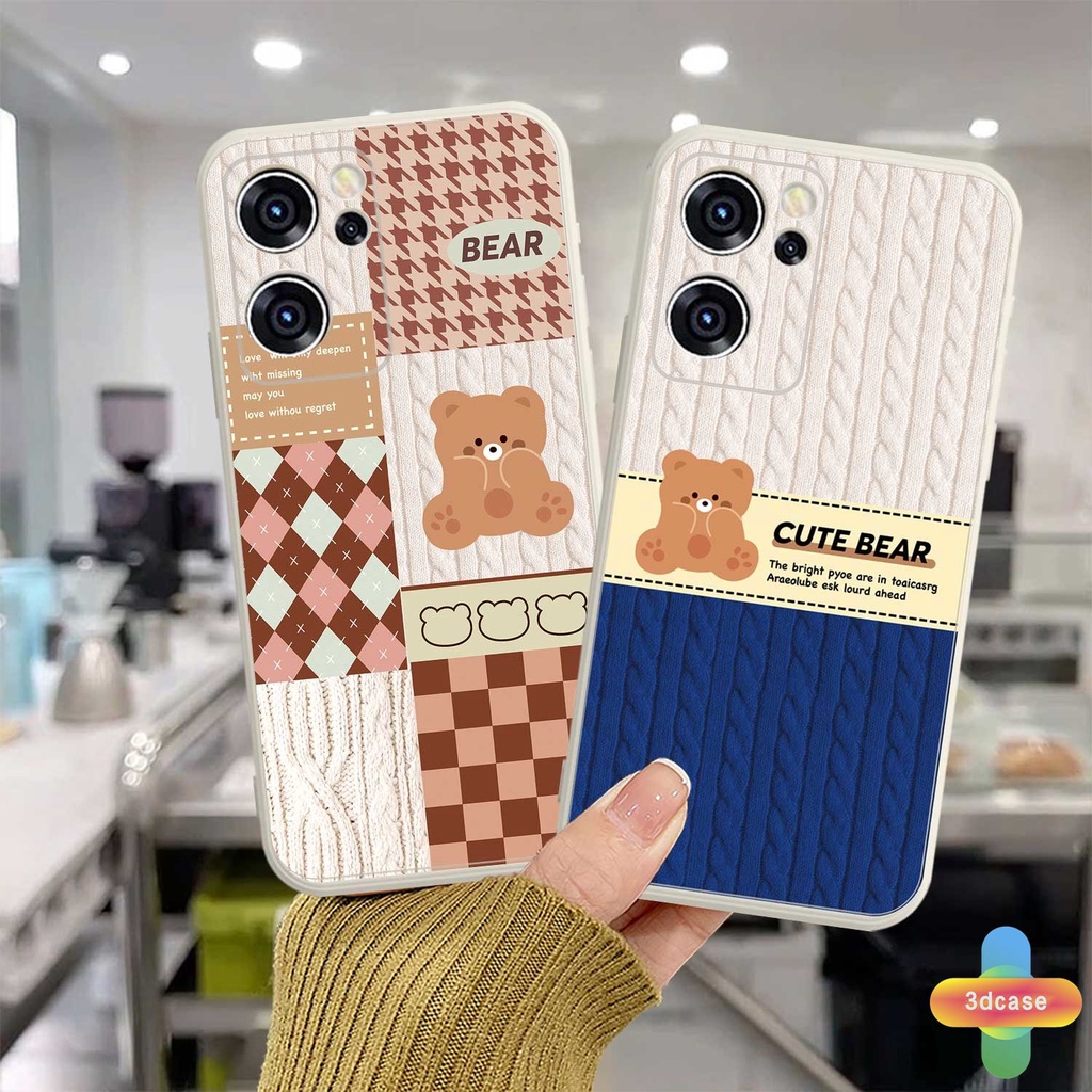 OPPO A54 A5S A3S A57 A15 A76 A96 A16 A95 A55 A7 A5 A9 A31 A53 A33 2020 A12 A1K A77 A54S A77S Reno 7 9 8 6 4 5F 4F  5 06 Lite A74 A15S A52 A11K A92 A35 A11 A93 A32 A72 A94 A53S F19 F21 F17 Rajut Motif Kotak Kartun Soft Case Beruang