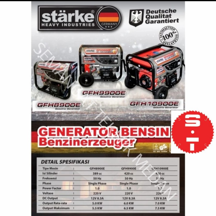 GFH9900E GENSET GENERATOR TEMBAGA 6500 WATT STARTER GFH 9900 E STARKE