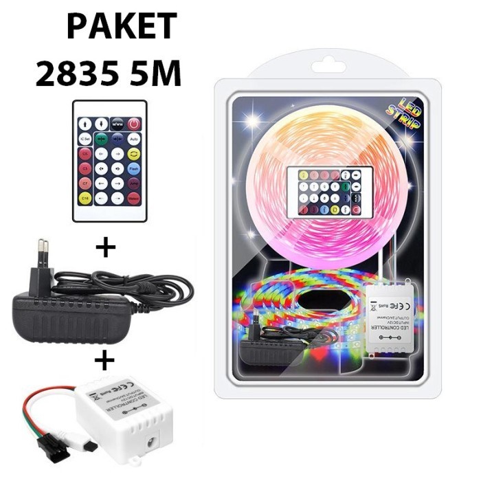 NEW STRIP LED 2835 5050 RGB REMOTE CONTROL / PAKET 5M 10M LAMPU STRIP LED - 5M 2835+REMOT
