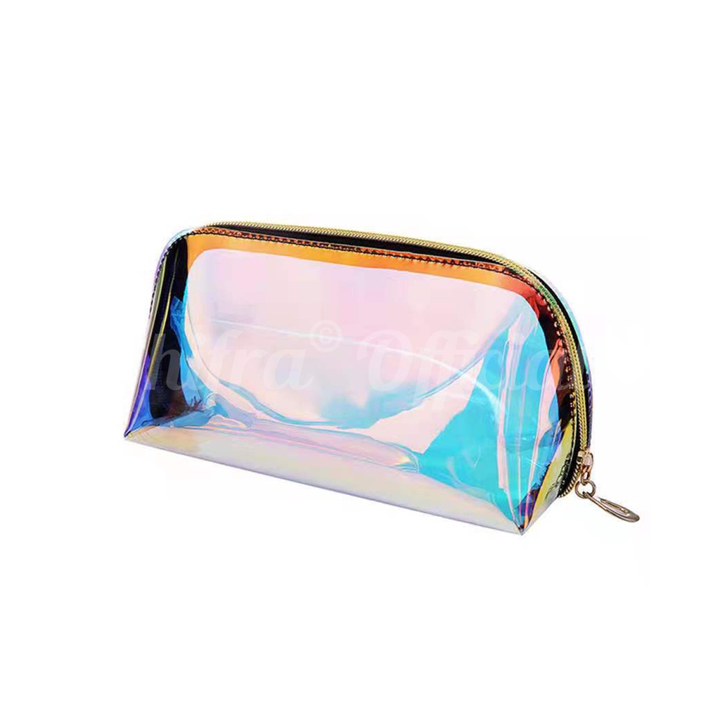 Shifra Pouch Tempat Kosmetik Mika Hologram Small Large (Free Stickers)