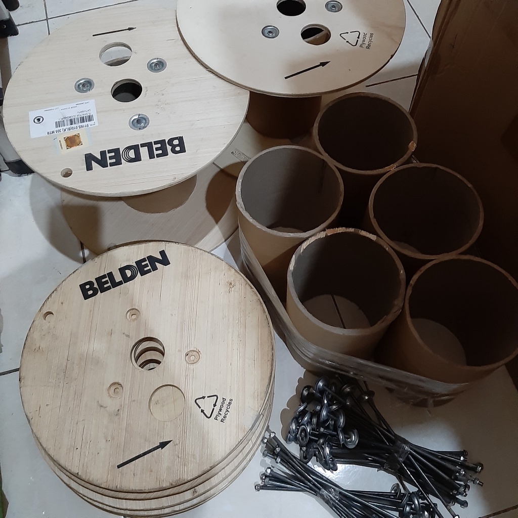 Gulungan Kabel Coaxial Kayu Roll Spool Bobbin Cable Bobin Selang BEKAS SECOND
