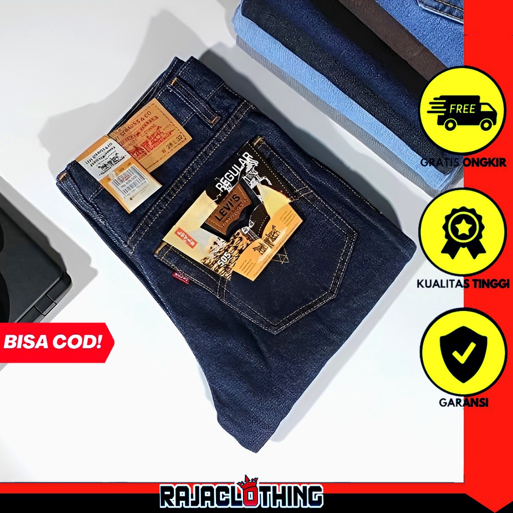 RCL - Celana Jeans L3vis Navy Pria Standar Regular Murah Jeans L3vis Basic Standar Pria 505 Big Size 28 S/d 38