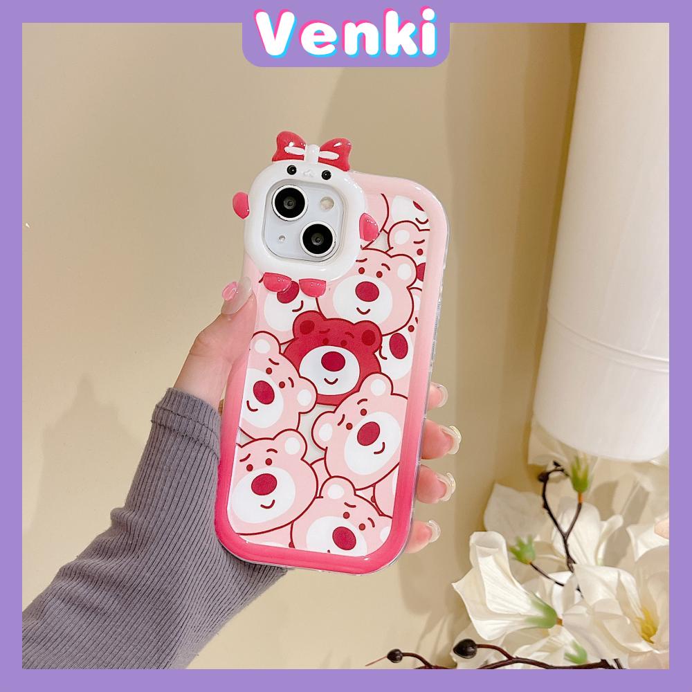 iPhone Case Silicone Soft Little Monster Case Glossy Cute Pink Bear Airbag Shockproof Protection Camera Compatible For iPhone 14 Pro Max 13 12 11 Pro 7 8 Plus XR