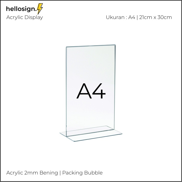 

Akrilik Display A4 | Tempat Brosur A4 | Acrylic Tent Card Holder Type T