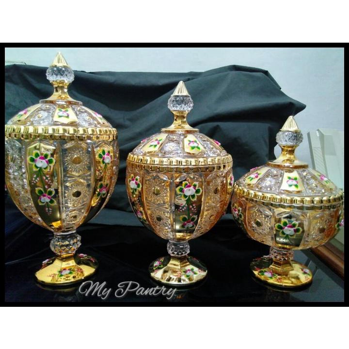 Promo Toples Kristal Toples Kaca Stoples Kue Glass Canister Crystal Canister