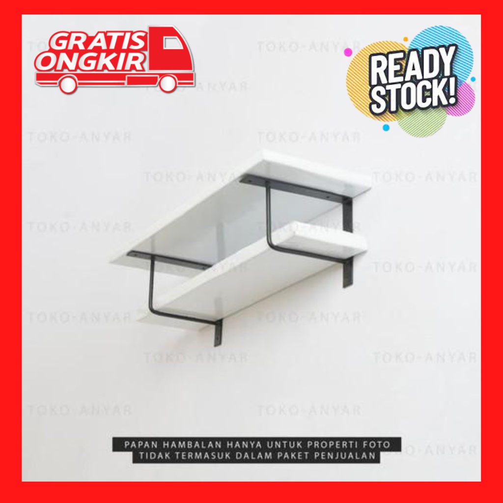 Rak siku besi dinding Ambalan kayu Minimalis - Hitam-Rak Besi Siku Besi Ambalan Rak Penyangga papan 