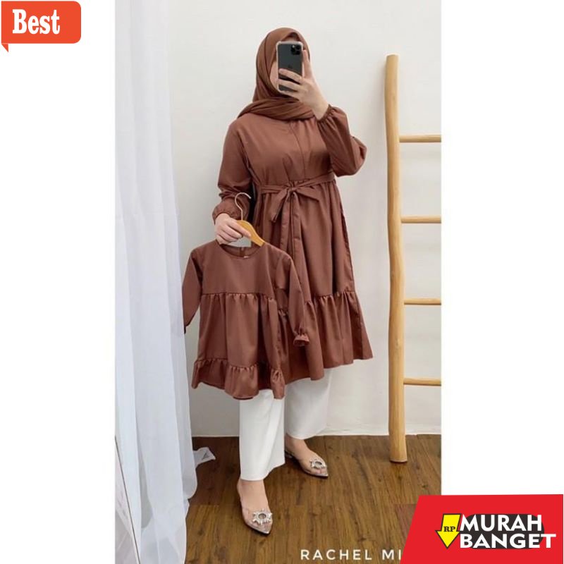 baju setelan wanita kekinian 2022 Baju Couple Ibu Dan Anak Tunik Rempel