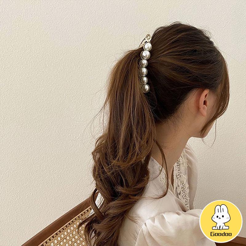 Jepit Rambut Pisang 10.5cm Mutiara Kristal Jepitan Ponytail  Salon Banana Ponytail Hair Claw Clips -Doo