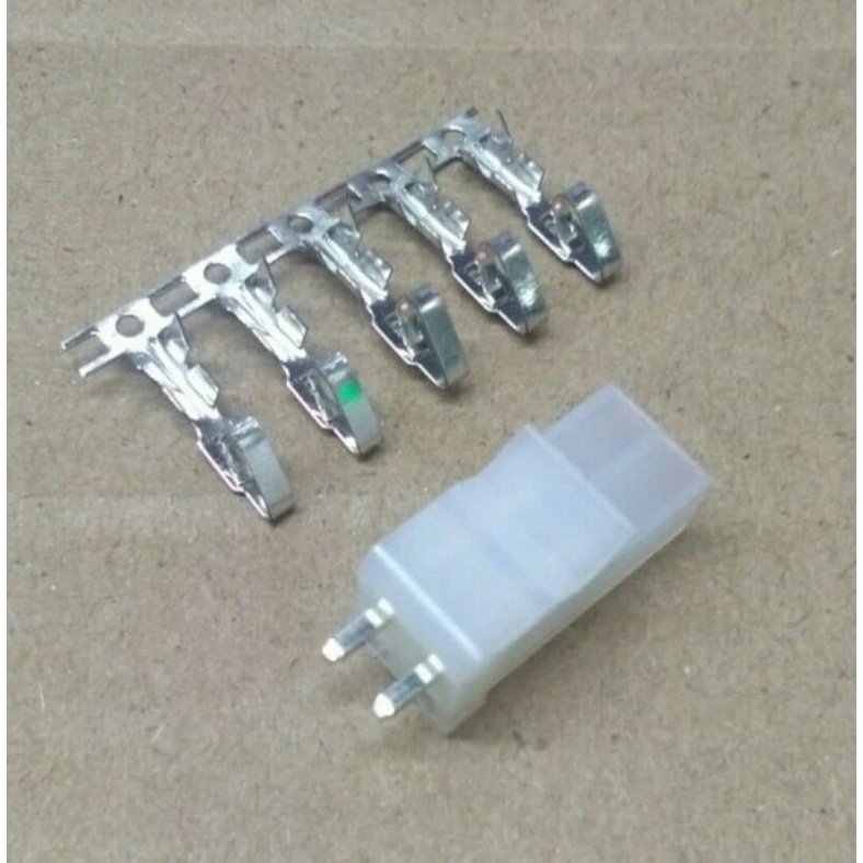 2pin Connector 3.96mm Straight 2 pin White Housing konektor 2p Kaki Lurus