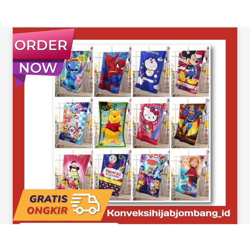 Handuk Karakter 70x140cm Jumbo - Handuk Dewasa anak2 - Handuk Microfiber Handuk Karakter Doraemon ke