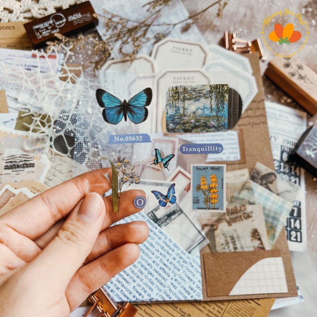 

RK bloomingyourdays 50++ Vintage Journal Kit Scrapbook Deco Retro journaling catatan dekorasi