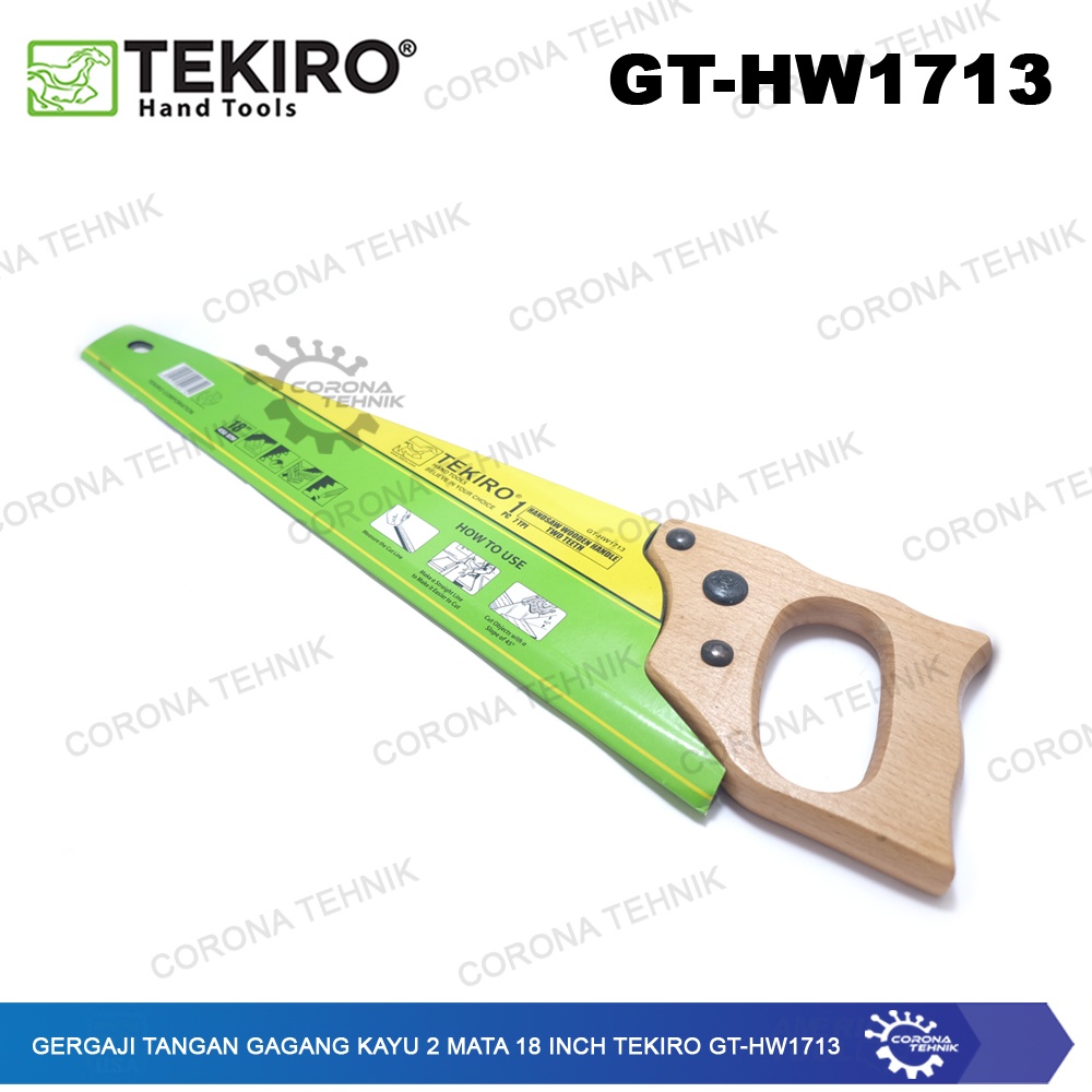 GT-HW1713 - Gergaji Tangan Gagang Kayu 2 Mata 18 Inch Tekiro