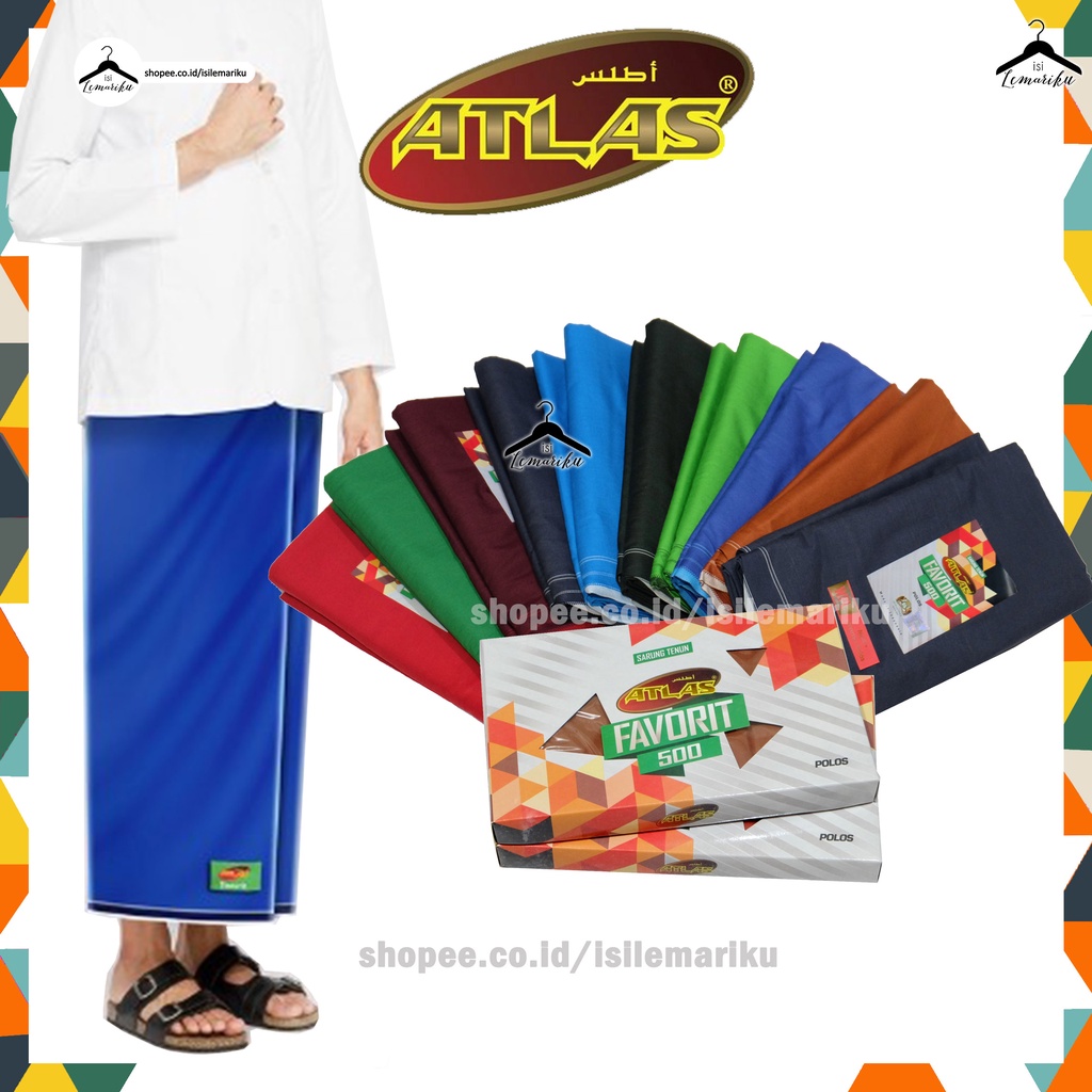 Sarung ATLAS Favorit 500 Polos Warna / Sarung Laki Tenun