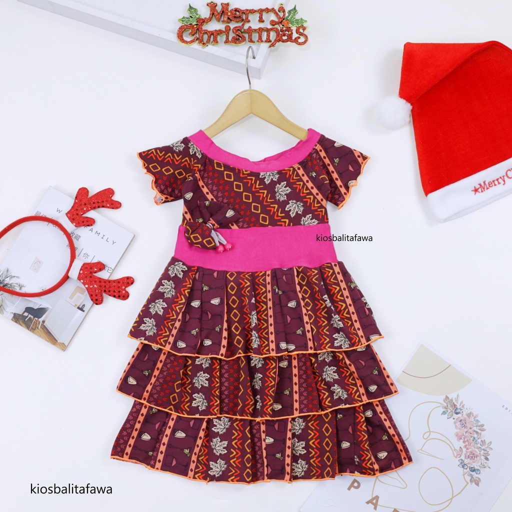 Dress Anneth Natal uk 1-2 tahun - Dres Anak Perempuan Harian Baju Gaun Pesta Kids Adem Murah