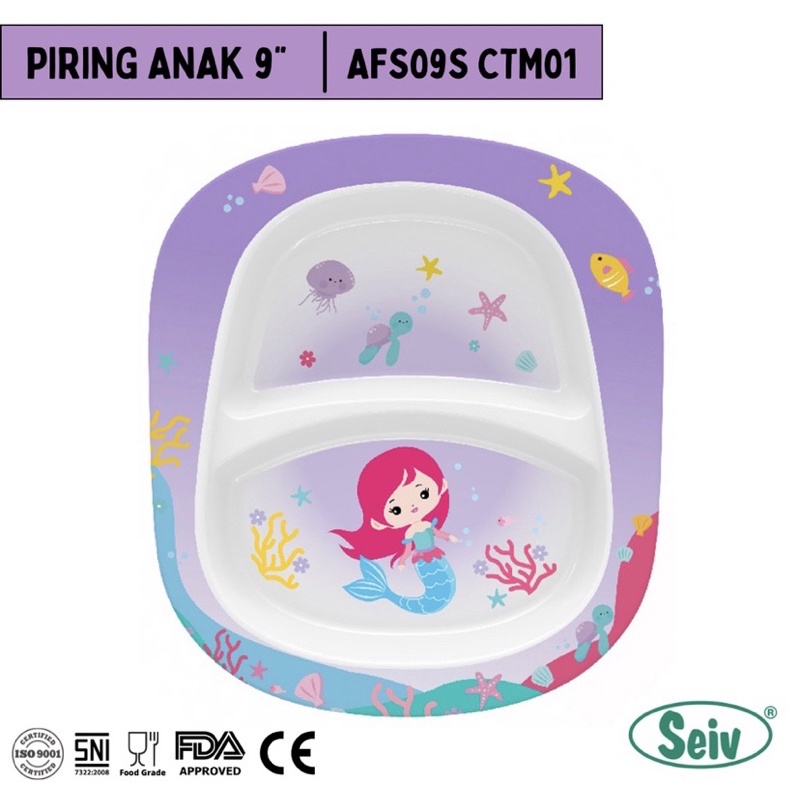 Piring Makan Anak 9” Sekat Melamine ONYX | Piring Makan Melamin Karakter Lucu | Piring Baby