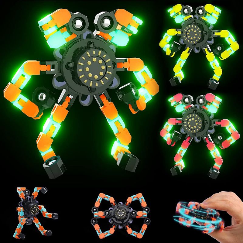 Spinner Fidget Magnetik Glow In The Dark / Mainan Teknologi Kreatif Latih Jari Anak / Spiner Mainan Anti Gabut Menyala / Mainan Kreatif Deformation Fidget Spinner Fingertip Mechanical Gyro