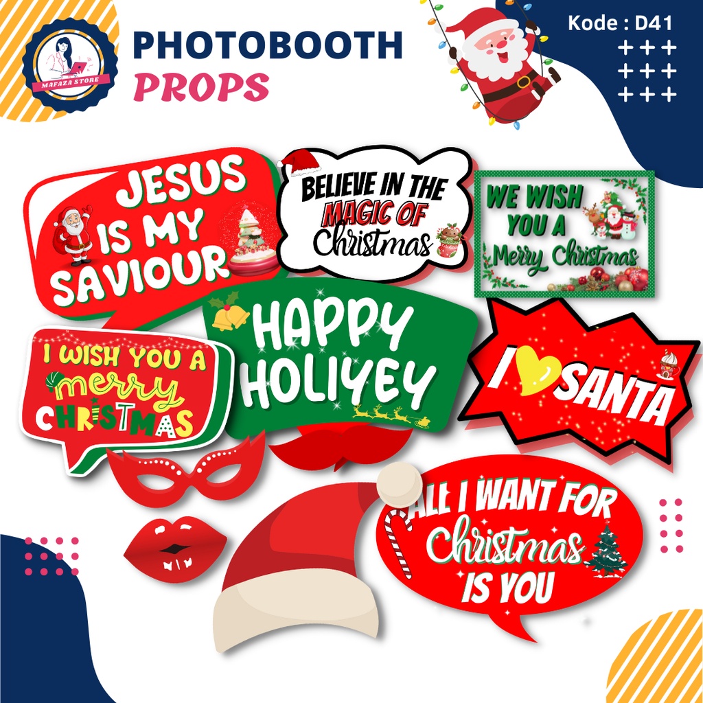 Photoprops merry christmas / Photobooth natal / Foto properti natal / Dekorasi natal / Aksesoris fot