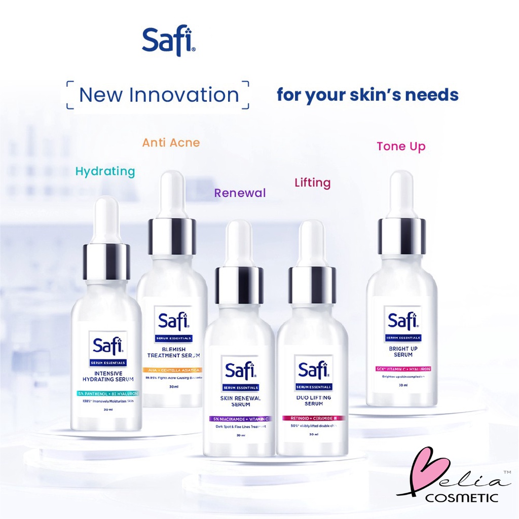 ❤ BELIA ❤ Safi Serum Essentials Series 30ml | Blemish Treatment Serum AHA Centella Asiatica | Duo Lifting Serum Retinoid | Intensive Hydrating Serum | Bright Up Serum Vitamin C | BPOM