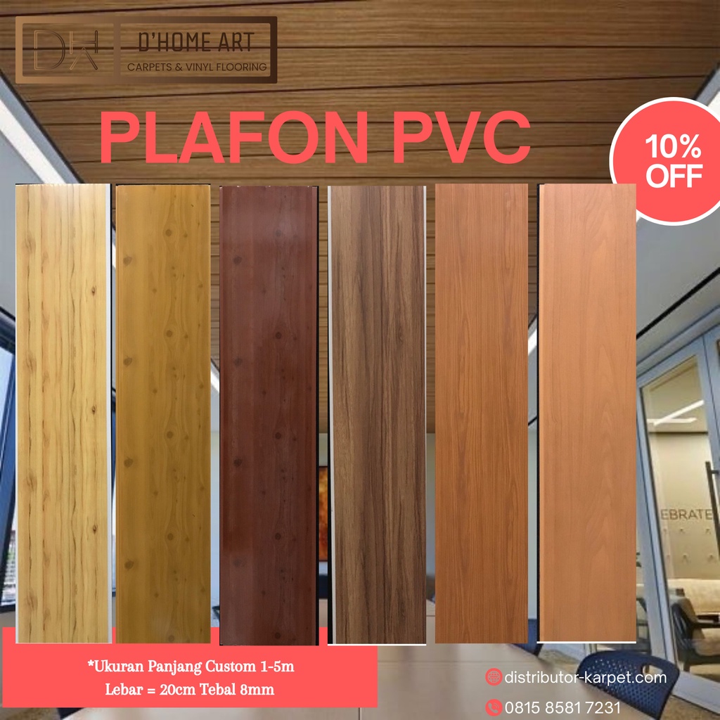 Plafon PVC Motif Kayu Doff/Glossy Berkualitas Panjang Bisa Custom