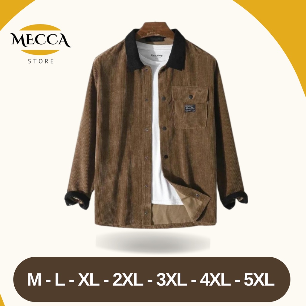 Kemeja Corduroy Motif Cokelat