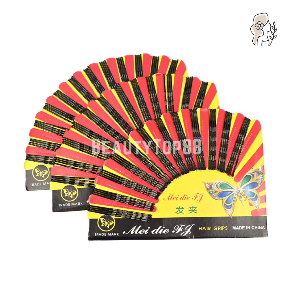 Jepit Rambut Lidi Kipas Besar 5 cm / Hair Grip Hitam Murah / Bobby Pin Sanggul [PER CARD]