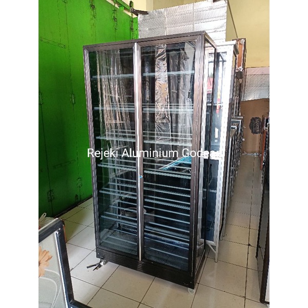 Rak sepatu full kaca roda pre order