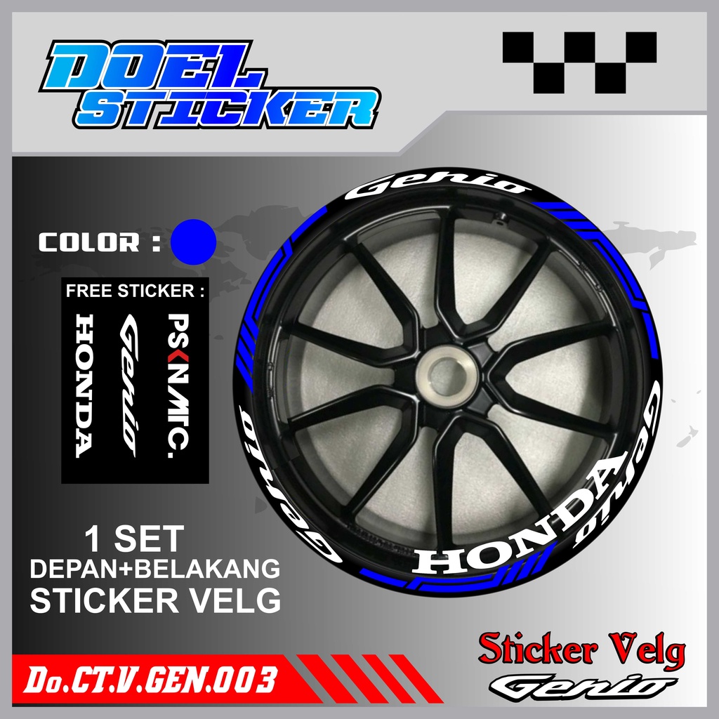 Stiker Cutting Velg Genio Racing Lis List Variasi Custom Set Depan Belakang Doel 003