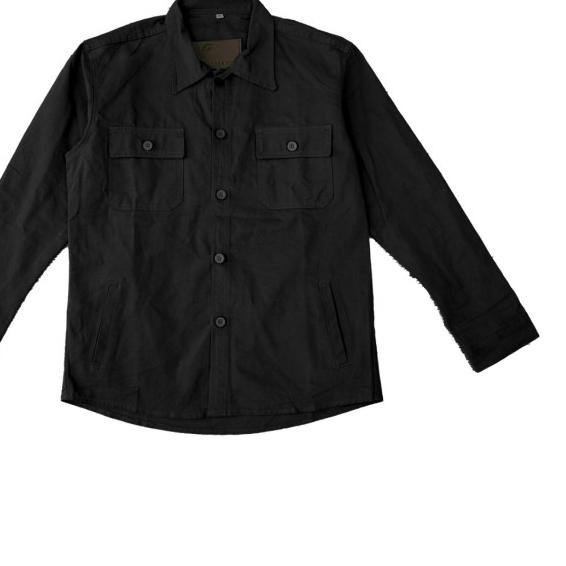 JAKET KANVAS / SEMI PARKA / JAKET TRUCKER KANVAS 2 POCKET HIJAU ARMY - Hitam, M