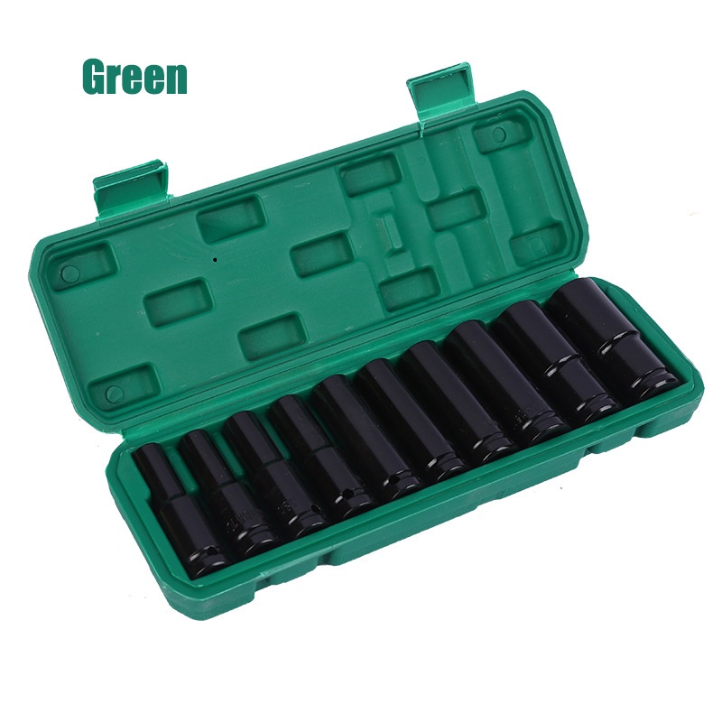 Impact Socket Set 10Pcs 1/2 Inch 8-24MM Panjang Mencapai Extension Impact Socket Soket Nut Perbaikan Alat
