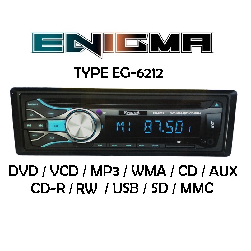 Single Din DVD Tape Mobil Enigma USB AUX IN SD CARD MP3 CD EG-6212