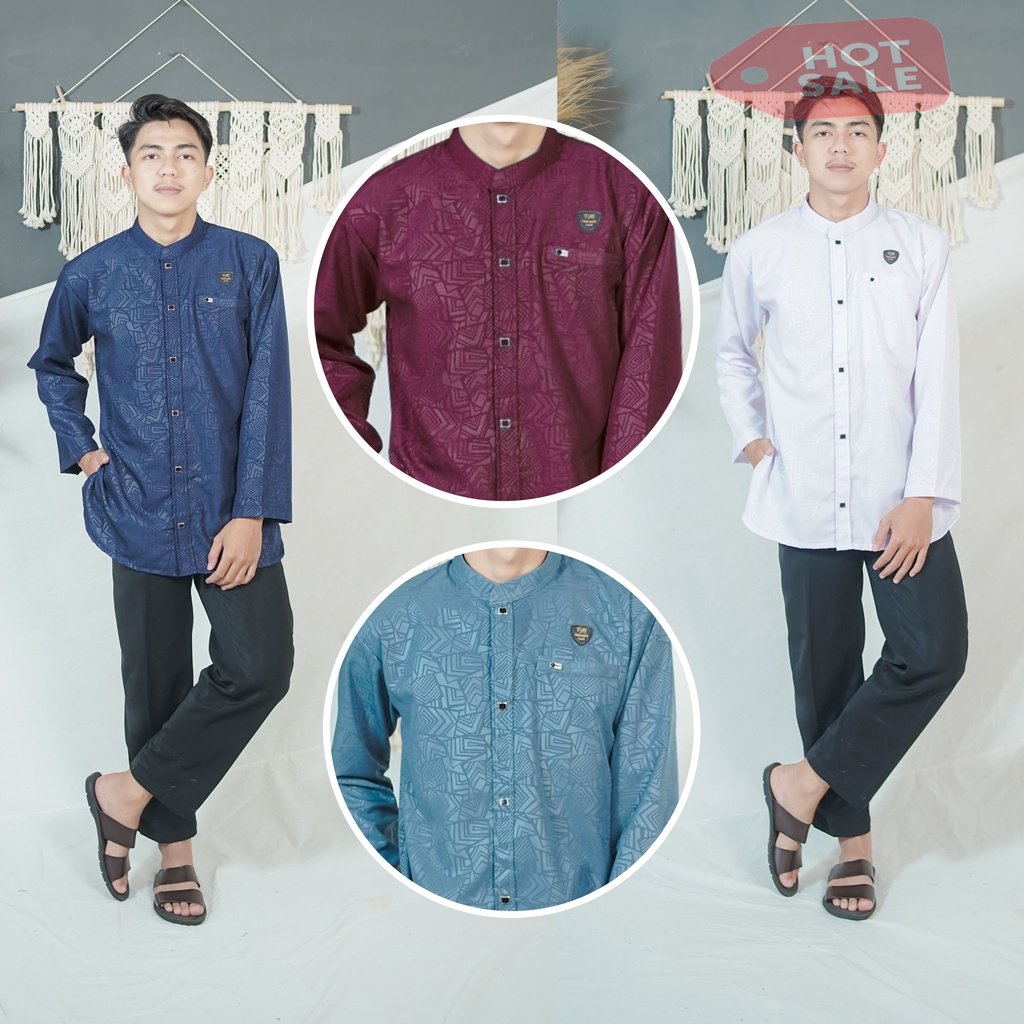 EL-FAJAR / koko motif embos pria dewasa motif terbaru /baju muslim era baru