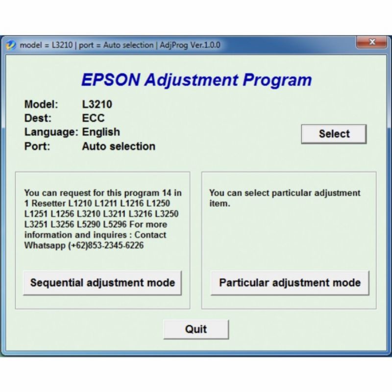 Resetter Epson L3210 Reset Printer Epson Paket