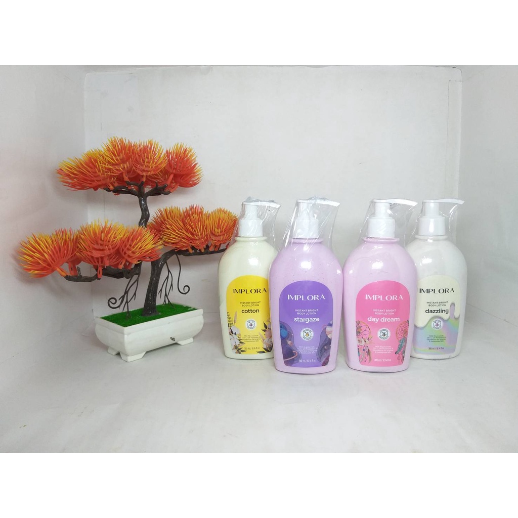 IMPLORA Instant Bright Boody Lotion 300ml | Cotton | Stargaze | Day Dream | Dazzling | Niacinamide | Vitamin C | UV Protection | Melembabkan Kulit | BPOM