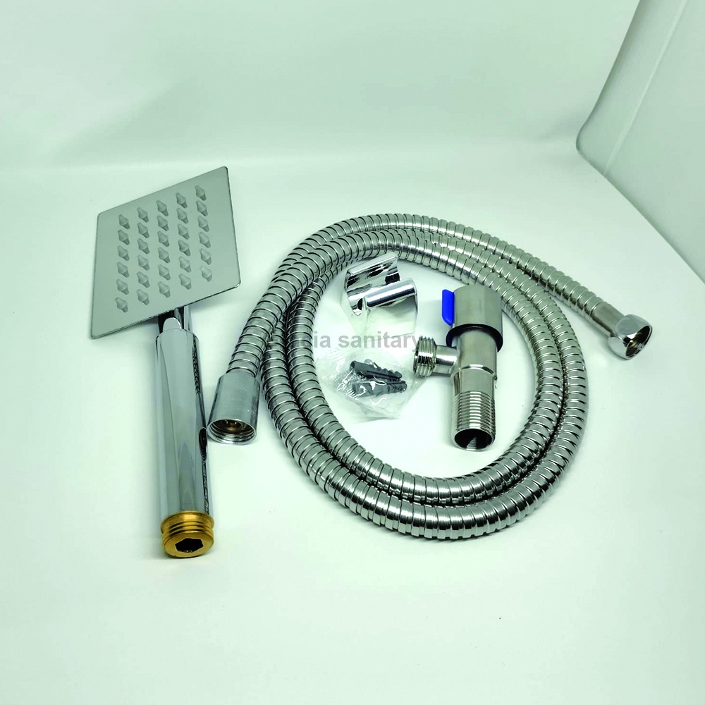 Paket Hand Shower - Stop kran - Selang Shower Stainless SUS 304 /  Shower Kamar Mandi Stainless