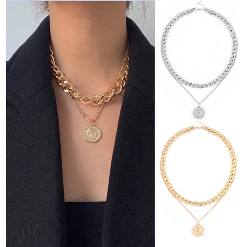 Kalung Titanium Pria Double Layer