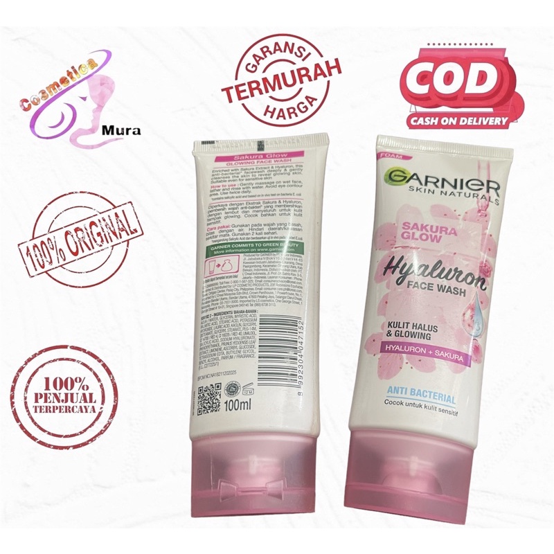 [ 100 g ] garnier sakura white face wash 100 gr - garnier sakura glow hyaluron face wash 100gr // garnier sakura white foam 100 gr