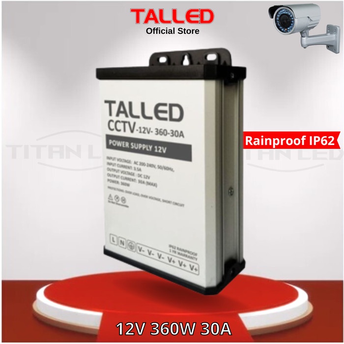 POWER SUPPLY CCTV BOX 12V 360W 30A OUTDOOR- INDOOR GARANSI 1 TH TALLED