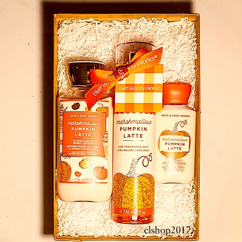 BBW MARSHMALLOW PUMPKIN LATTE GIFT SET PAKET BATH &amp; BODY WORKS