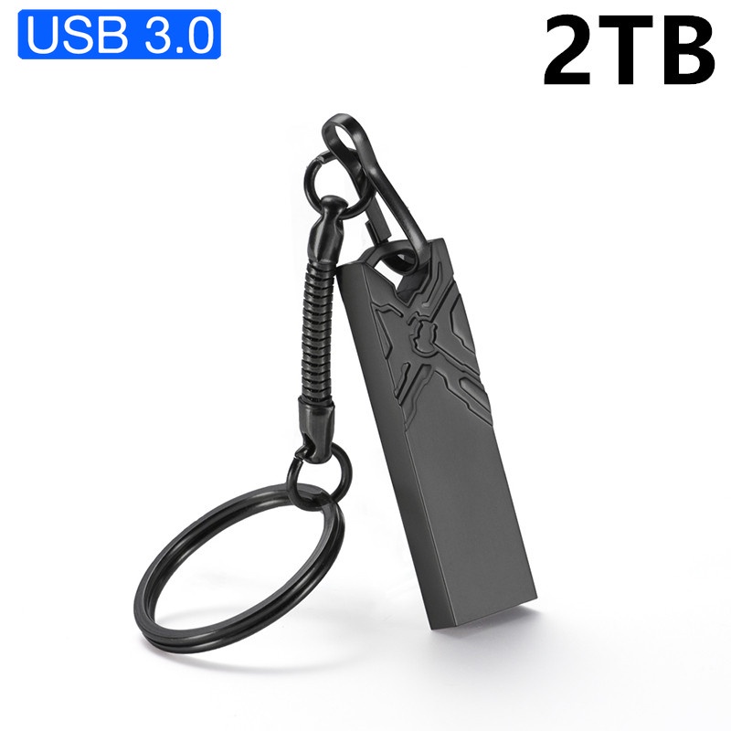 Flash Disk USB 3.0 Kecepatan Tinggi 2TB Bahan Metal Dengan Gantungan Kunci