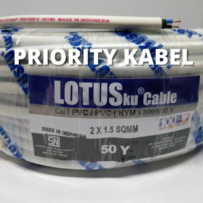 Kabel Listrik LOTUS NYM 2x1.5 2x1,5 50 Yard y LOTUSKU 50Y Kawat