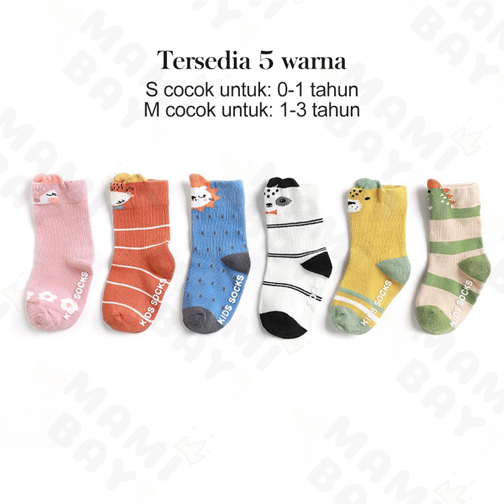 OKEYI Kaos kaki panjang bayi 0-3 tahun Kaus kaki bayi anti slip motif hewan Baby Socks